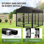 Outdoor dog kennel with waterproof roof, 4 by 4 by 4.5 feet