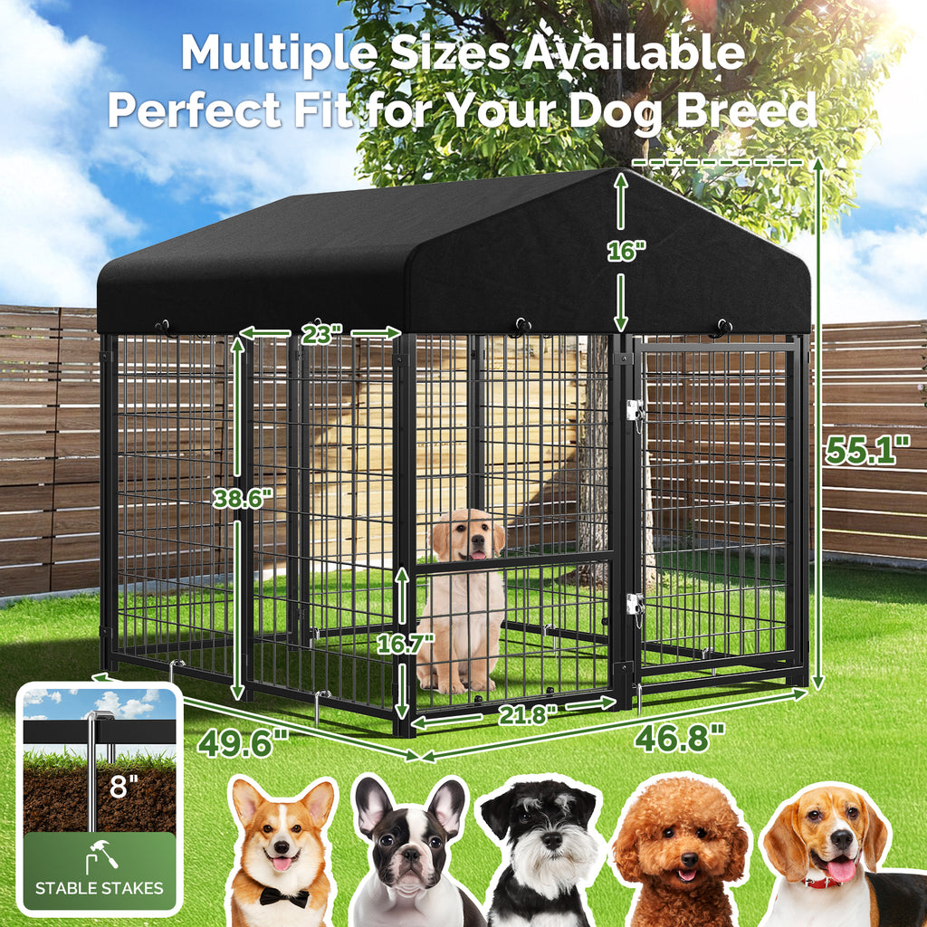 Outside dimensions of the 4 by 4 outdoor kennel