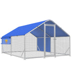 Sino Luban Metal Large Chicken Coop Run with Small Mesh Hardware Cloth for 20 Chickens/Ducks, Chicken Runs for Yard with Waterproof Cover, Chicken Enclosure Pen Outdoor, Walk-in Poultry Cage