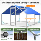 Sino Luban Metal Large Chicken Coop Run with Small Mesh Hardware Cloth for 20 Chickens/Ducks, Chicken Runs for Yard with Waterproof Cover, Chicken Enclosure Pen Outdoor, Walk-in Poultry Cage