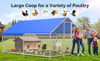 Sino Luban Metal Large Chicken Coop Run with Small Mesh Hardware Cloth for 20 Chickens/Ducks, Chicken Runs for Yard with Waterproof Cover, Chicken Enclosure Pen Outdoor, Walk-in Poultry Cage
