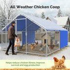 Sino Luban Metal Large Chicken Coop Run with Small Mesh Hardware Cloth for 20 Chickens/Ducks, Chicken Runs for Yard with Waterproof Cover, Chicken Enclosure Pen Outdoor, Walk-in Poultry Cage