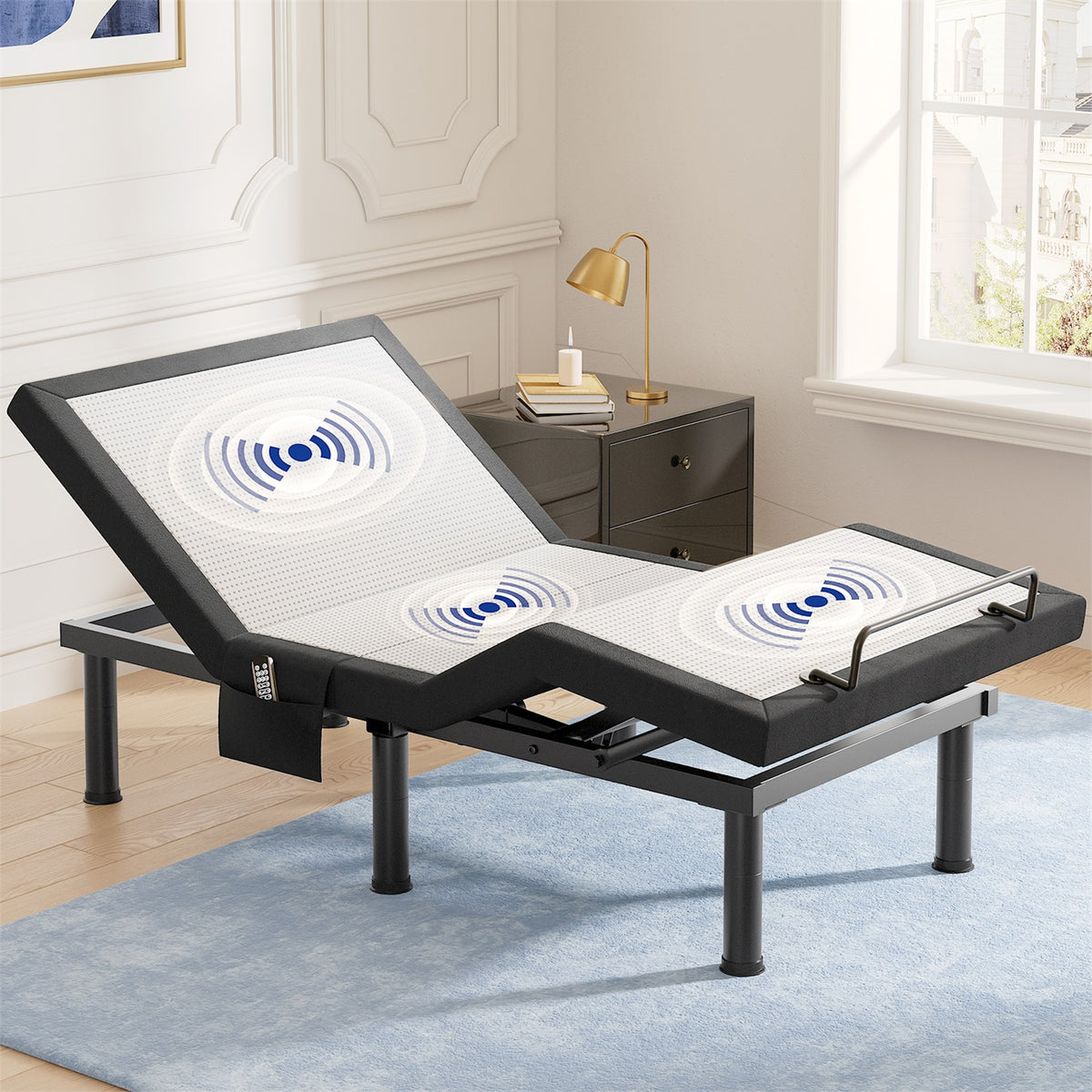 Twin XL adjustable bed base with massage