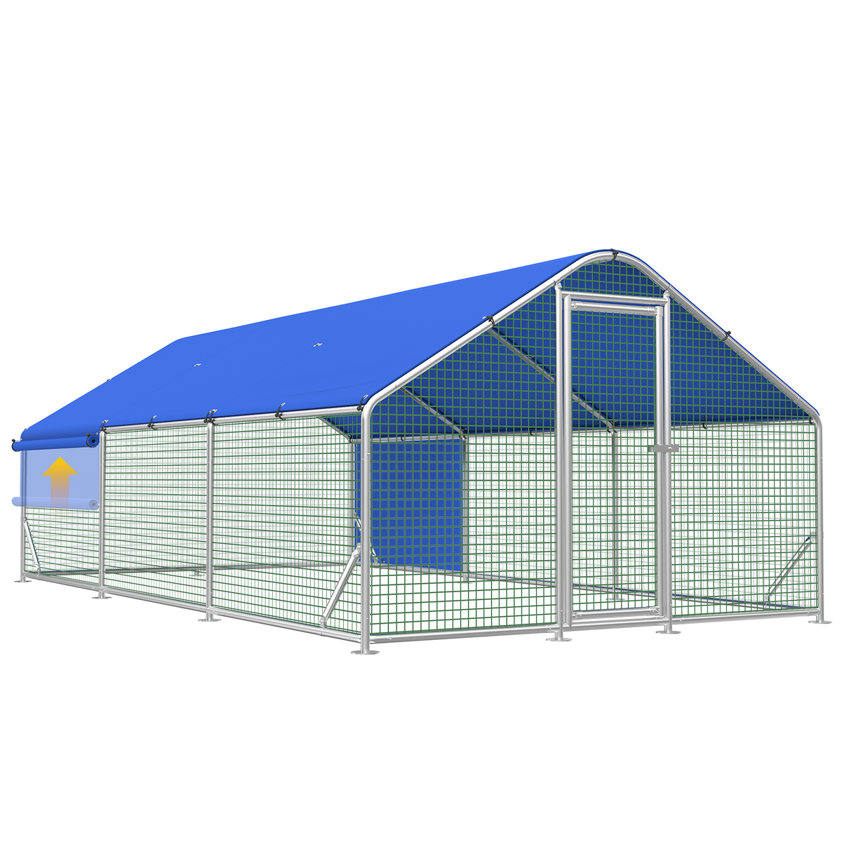 Walk-in square-mesh chicken coop, 17.7 by 8.9 feet