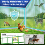 Green PVC-coated square mesh, 0.75 inch on the sides