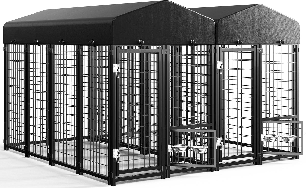 Two 8 by 4 by 6 outdoor dog kennels